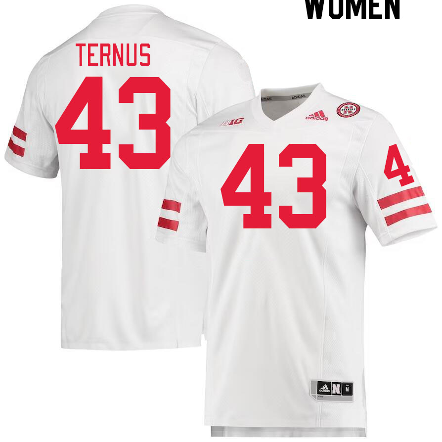 Women #43 Landon Ternus Nebraska Cornhuskers College Football Jerseys Stitched Sale-White
